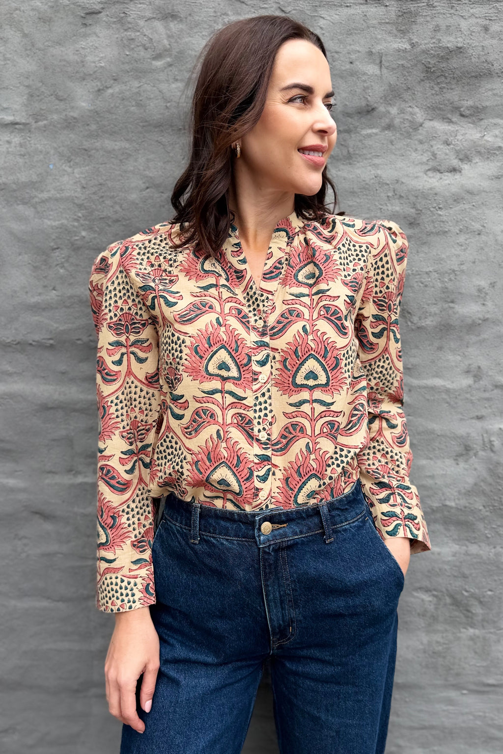 Ophelia Blouse In Rosey Teal
