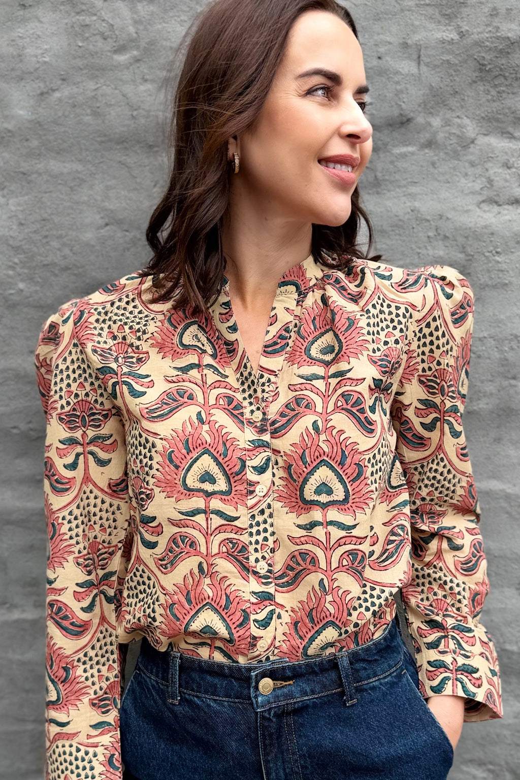 Ophelia Blouse In Rosey Teal