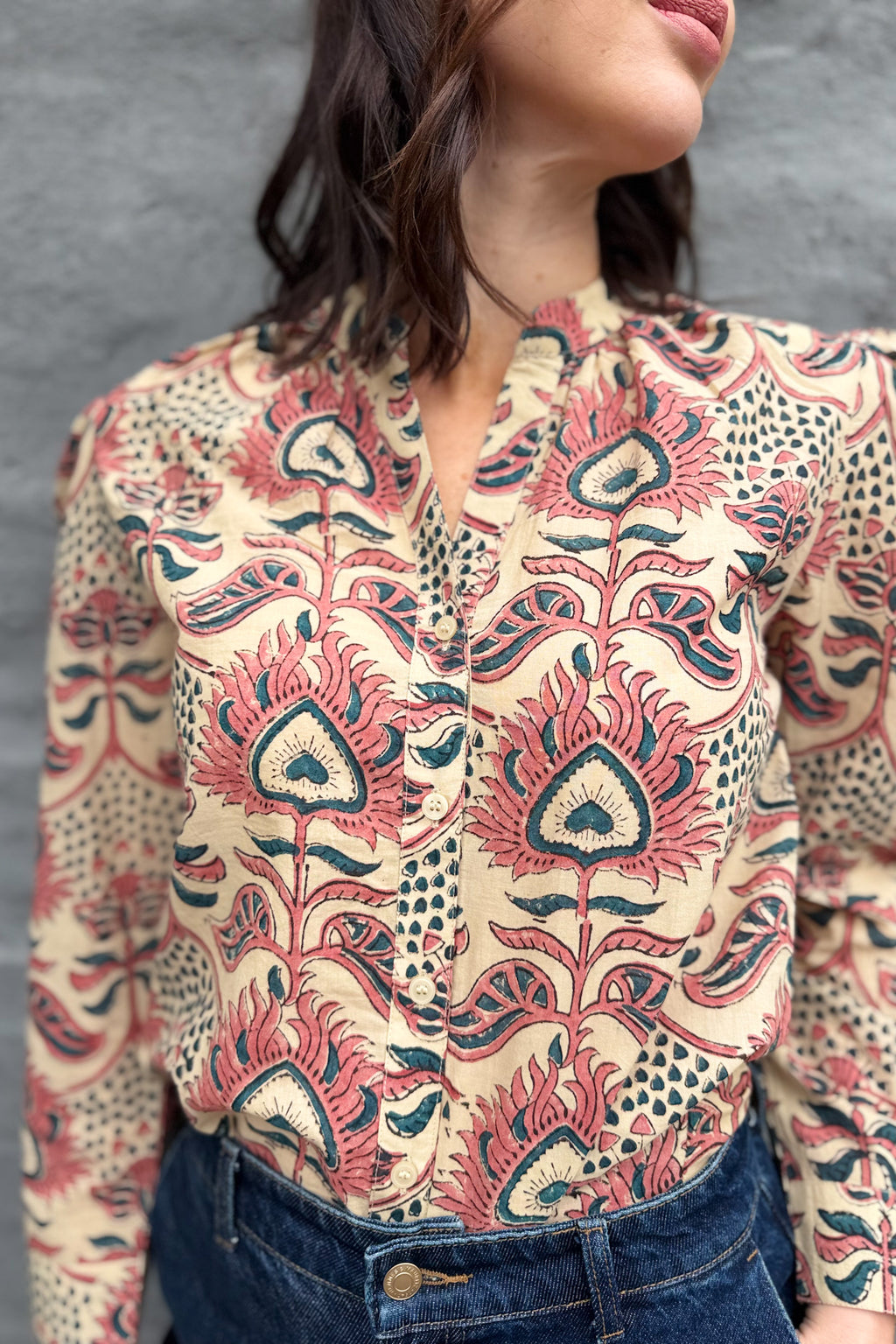 Ophelia Blouse In Rosey Teal