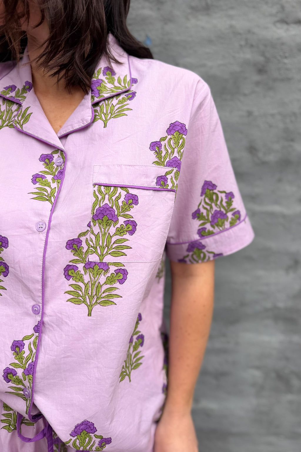 Short Pyjamas In Lilac Floral