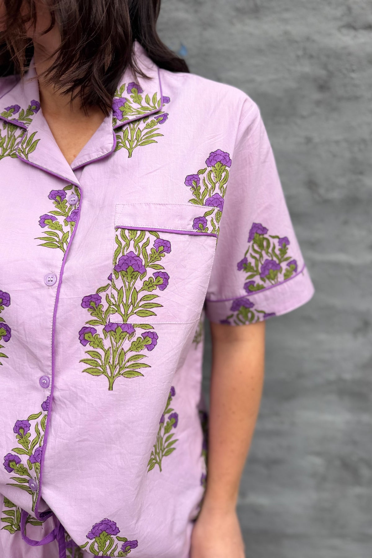 Short Pyjamas In Lilac Floral