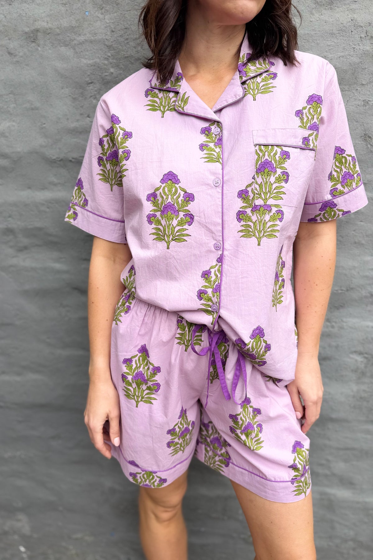 Short Pyjamas In Lilac Floral