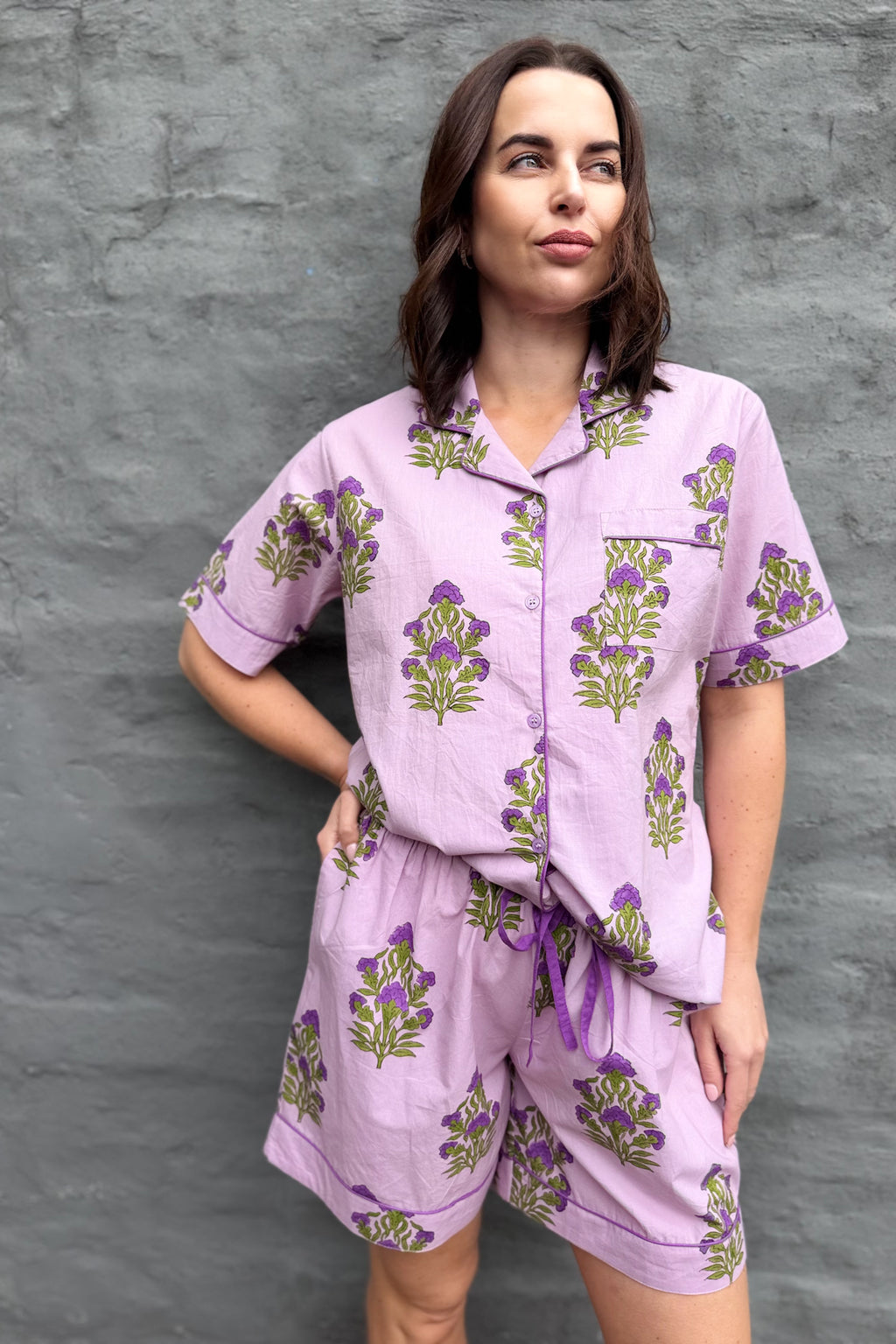 Short Pyjamas In Lilac Floral