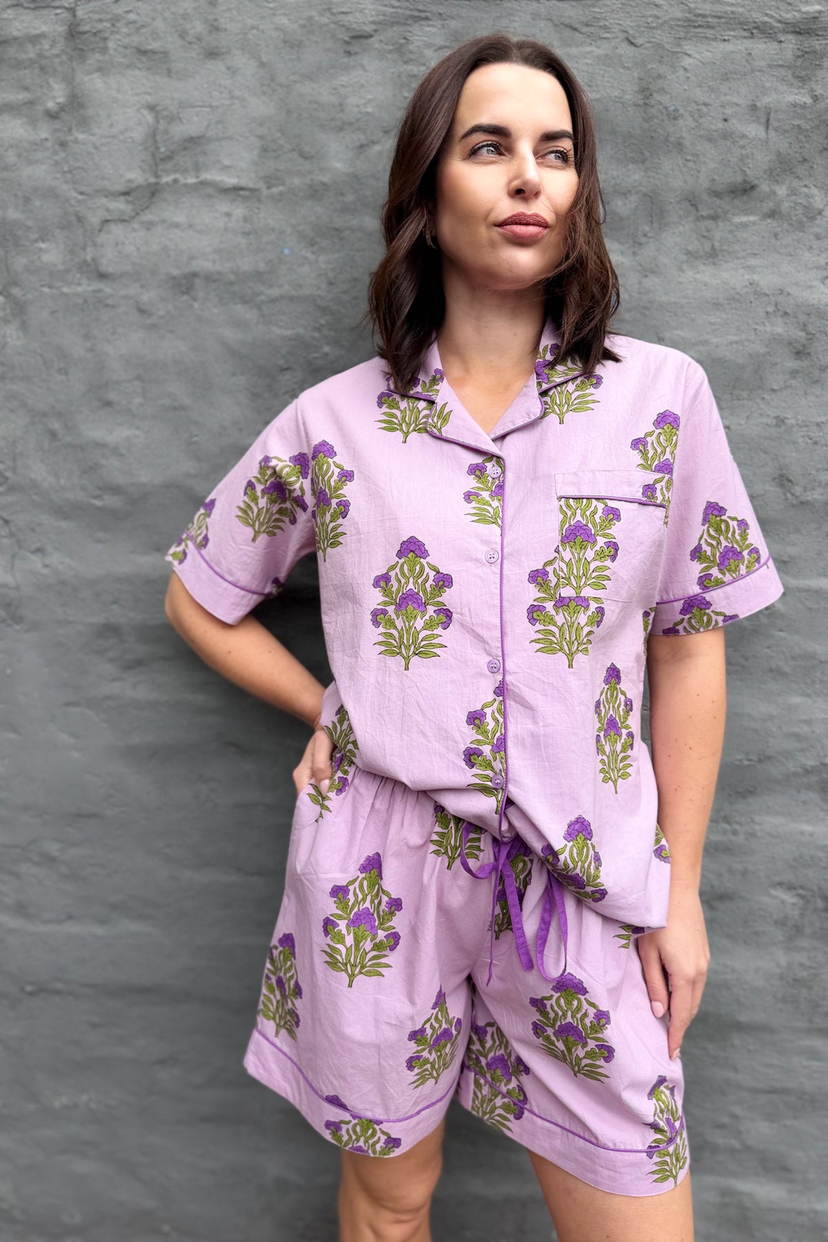 Short Pyjamas In Lilac Floral