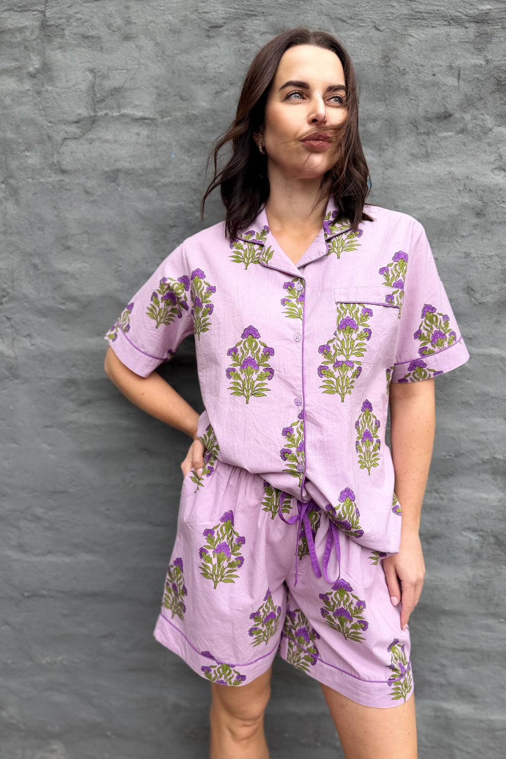 Short Pyjamas In Lilac Floral