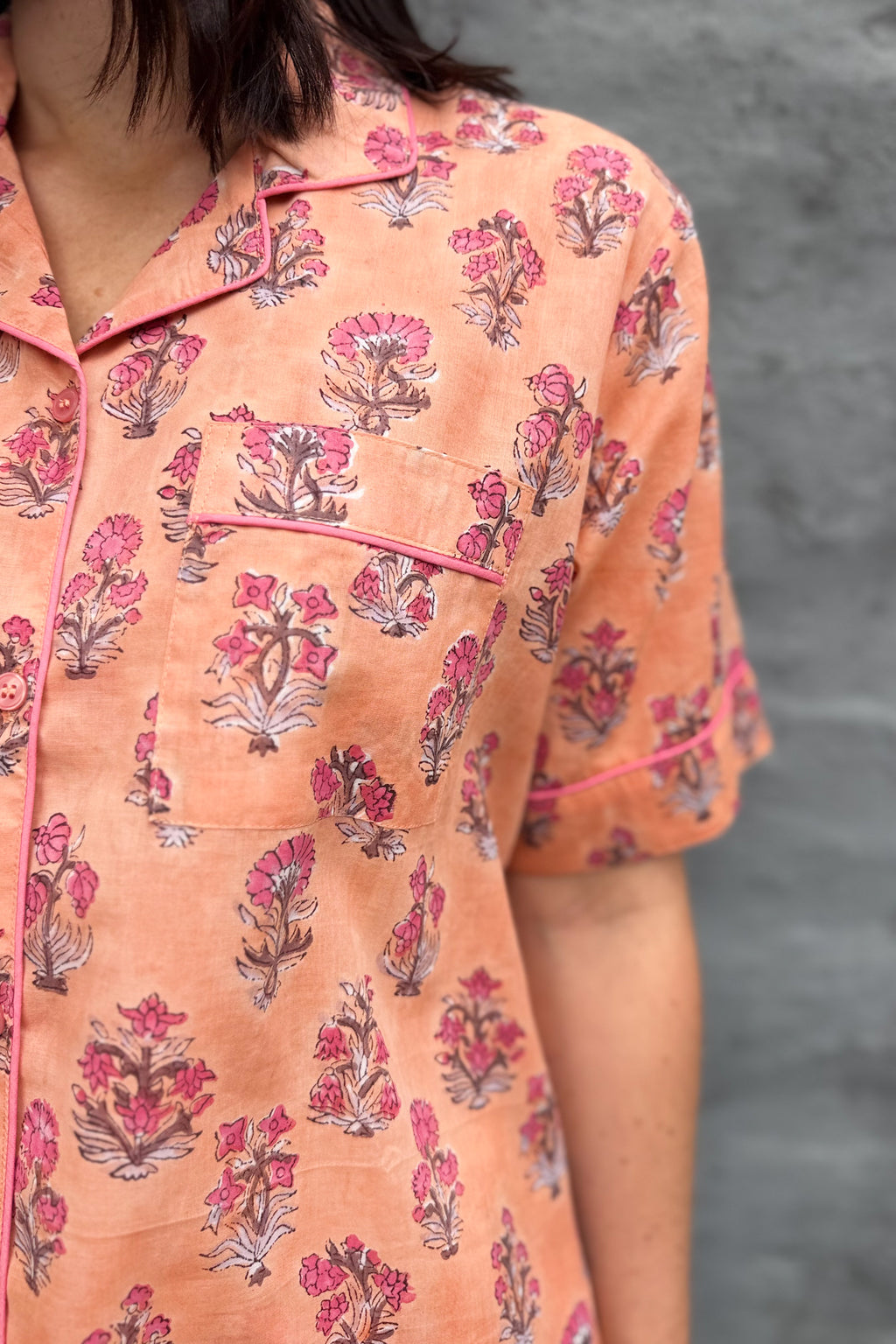 Short Pyjamas In Peach Floral