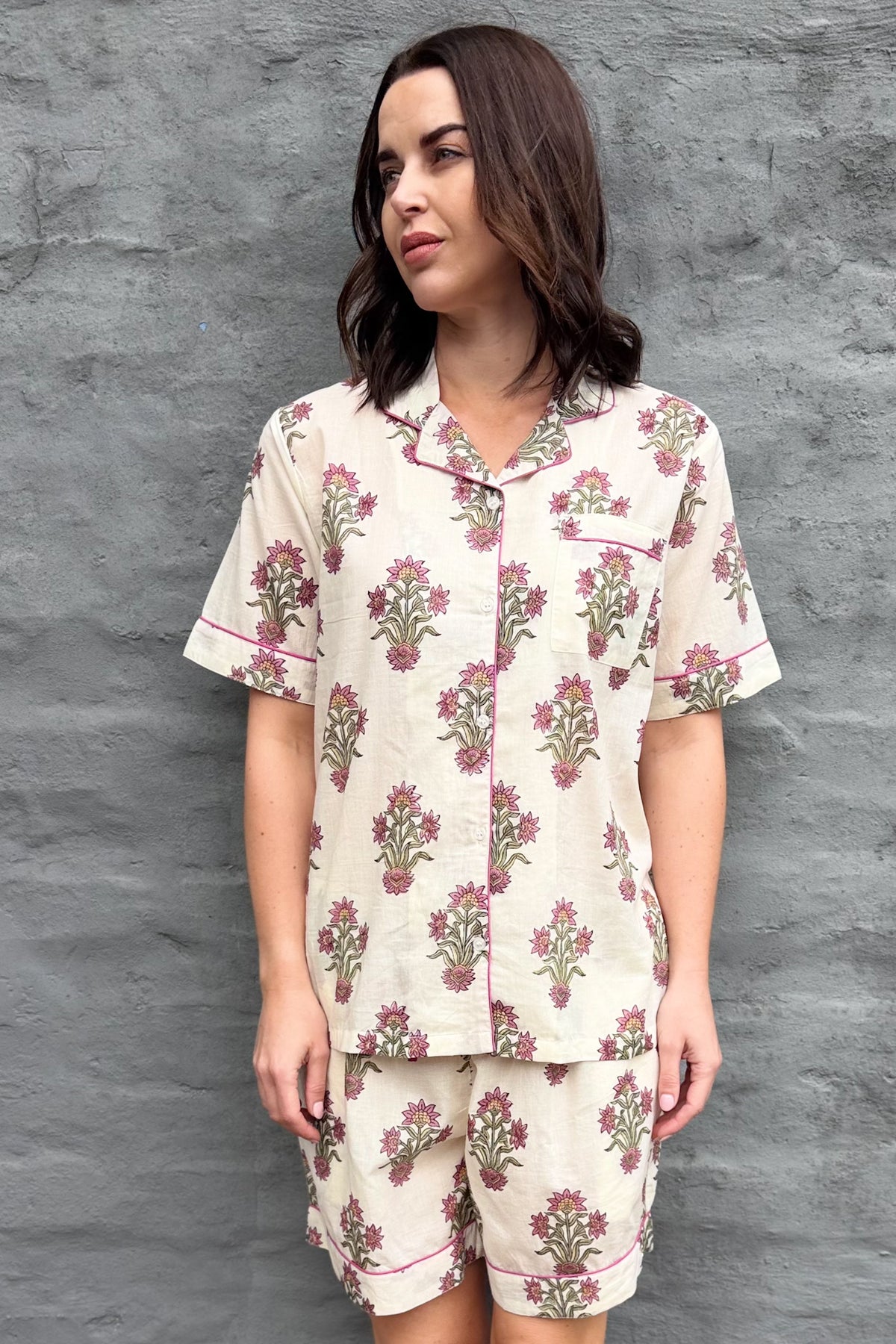 Short Pyjamas In Mauve Posy