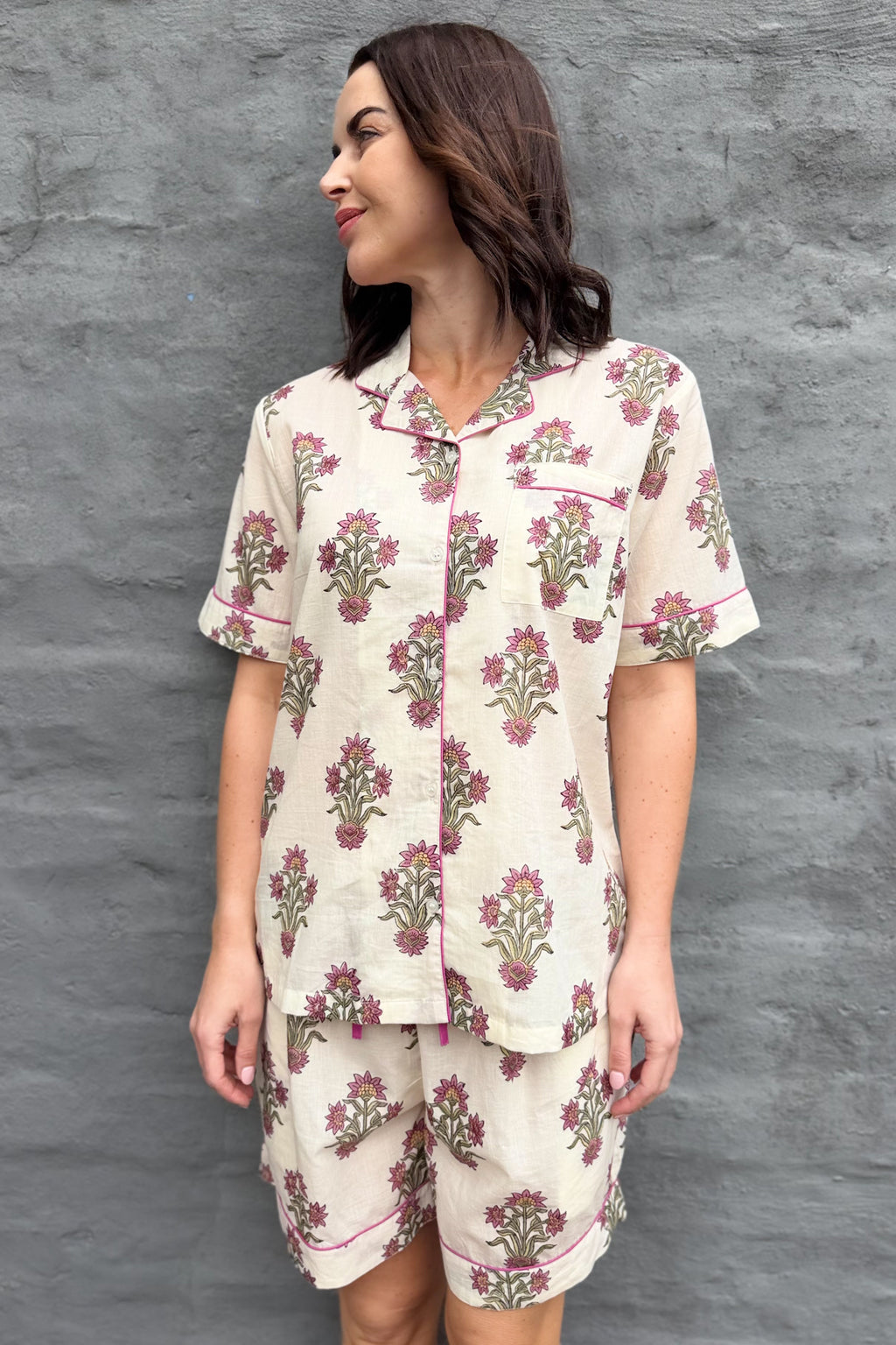 Short Pyjamas In Mauve Posy