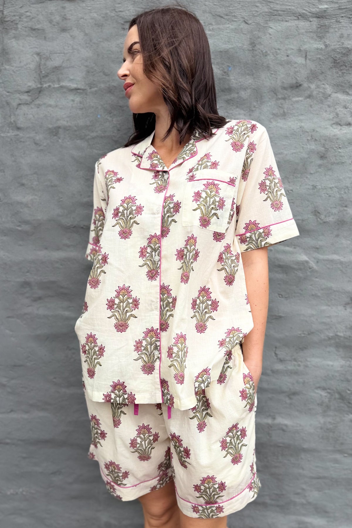 Short Pyjamas In Mauve Posy