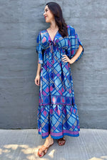 Aurora Dress In Blue Geometric