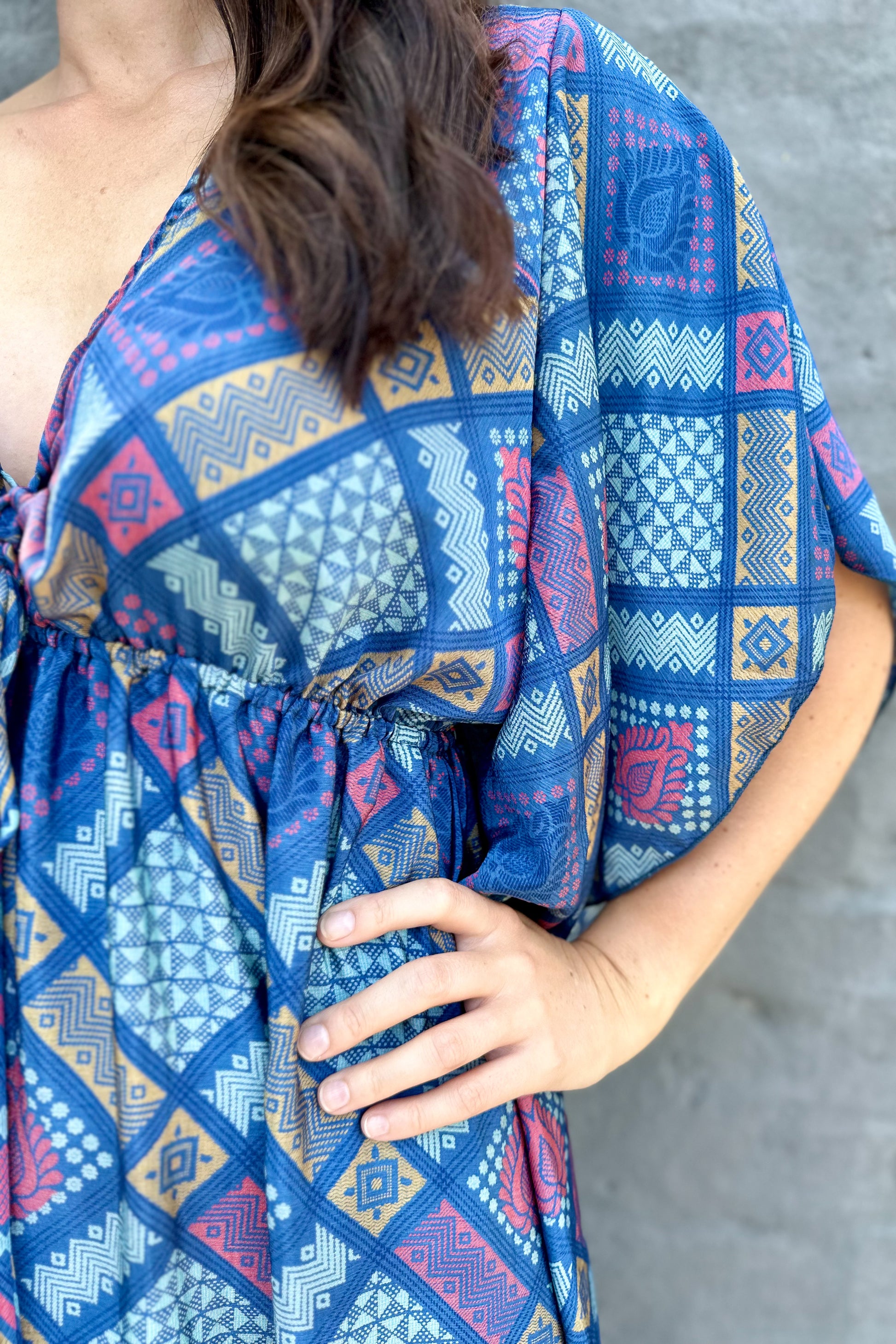 Aurora Dress In Blue Geometric