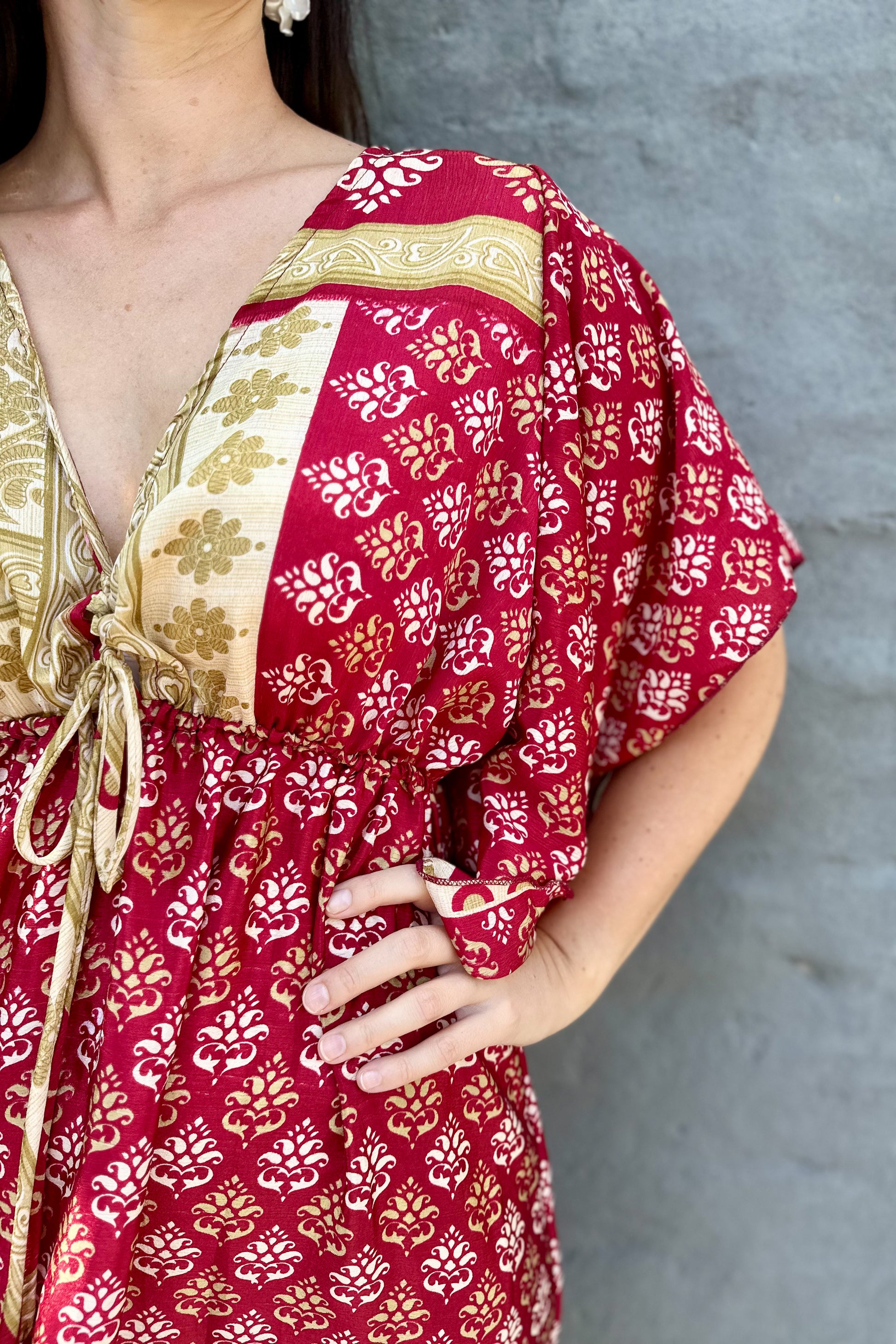 Aurora Dress In Ruby Damask