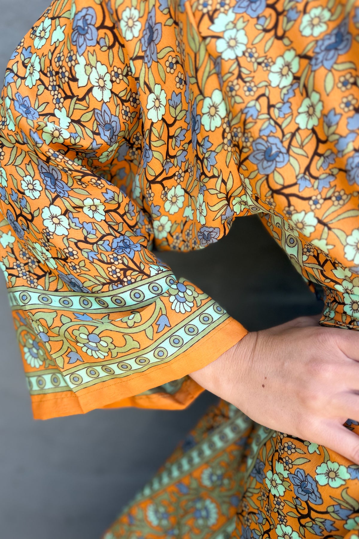 Upcycled Silk Sari Kimono In Retro Orange