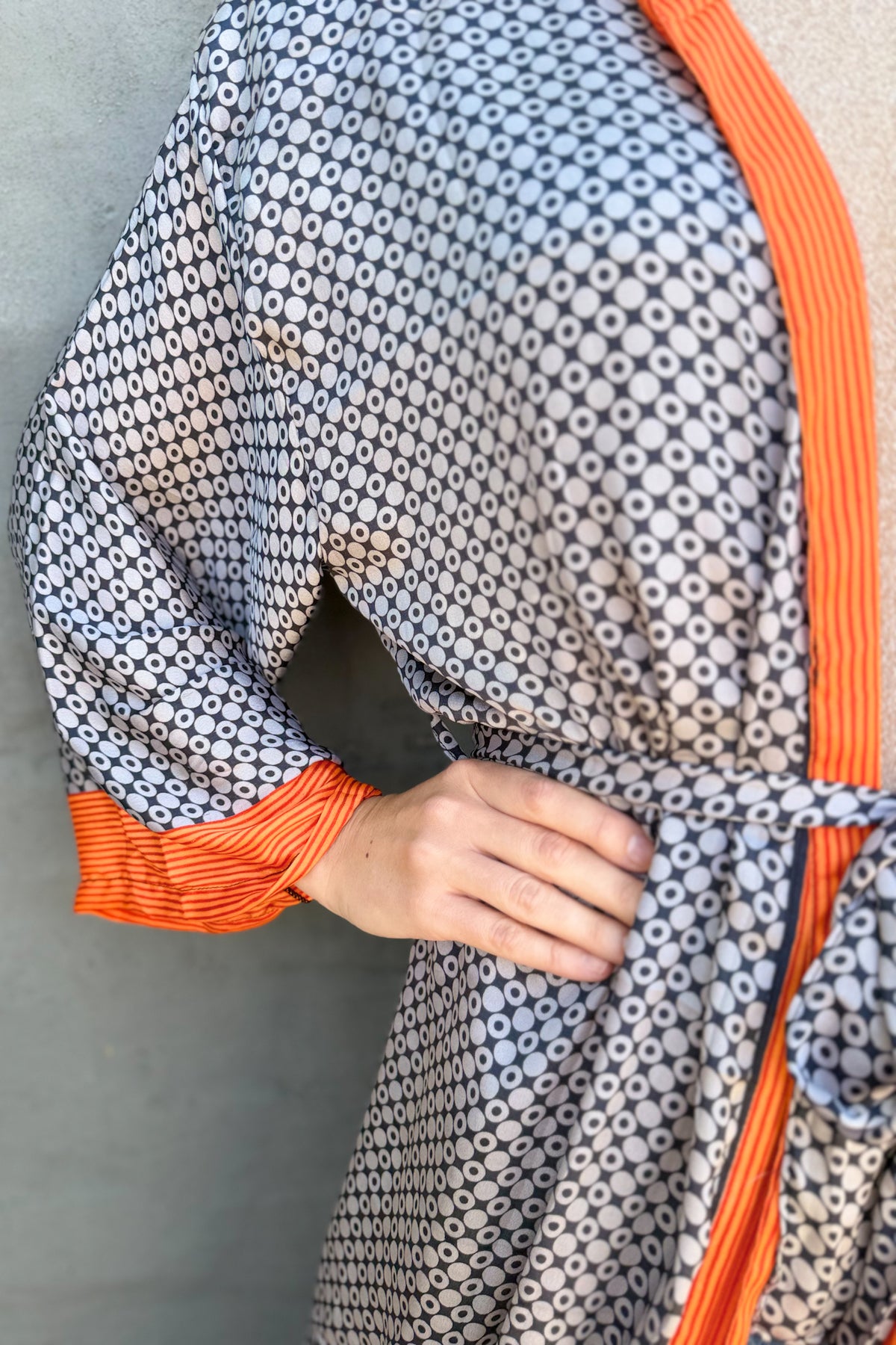 Upcycled Silk Sari Kimono In Silver Flame
