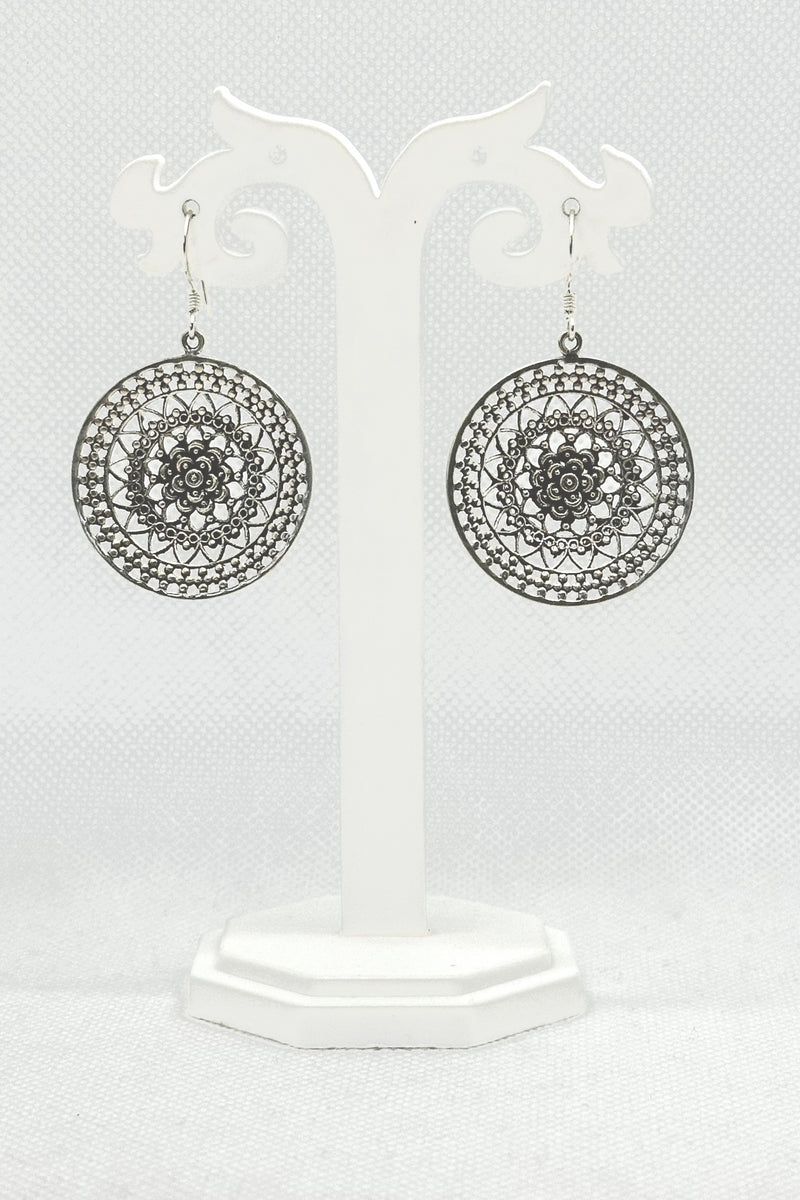 Sterling Silver Sunburst Mandala Danglers
