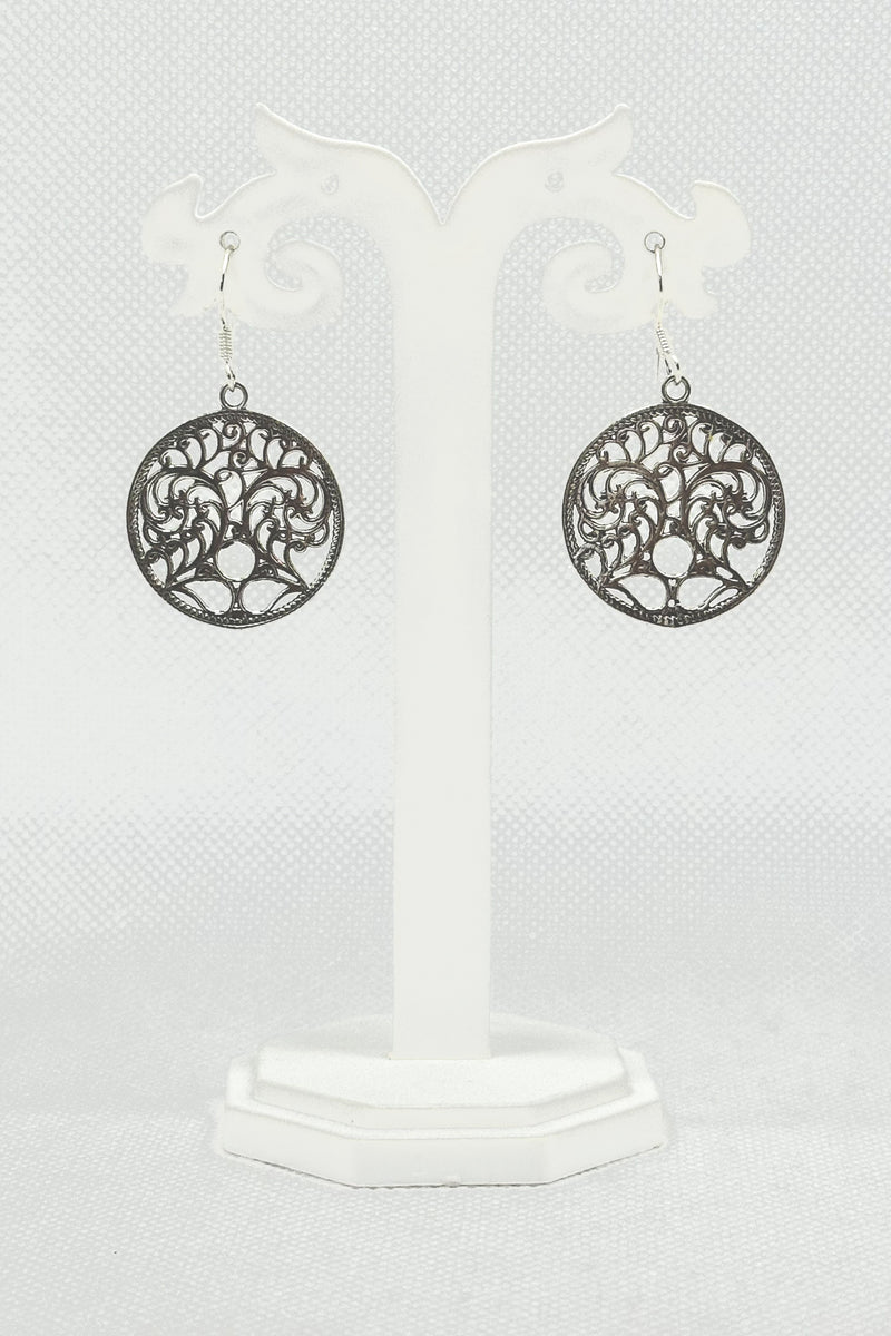 Sterling Silver Swirly Disc Danglers