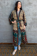 Upcycled Silk Sari Kimono In Golden Night