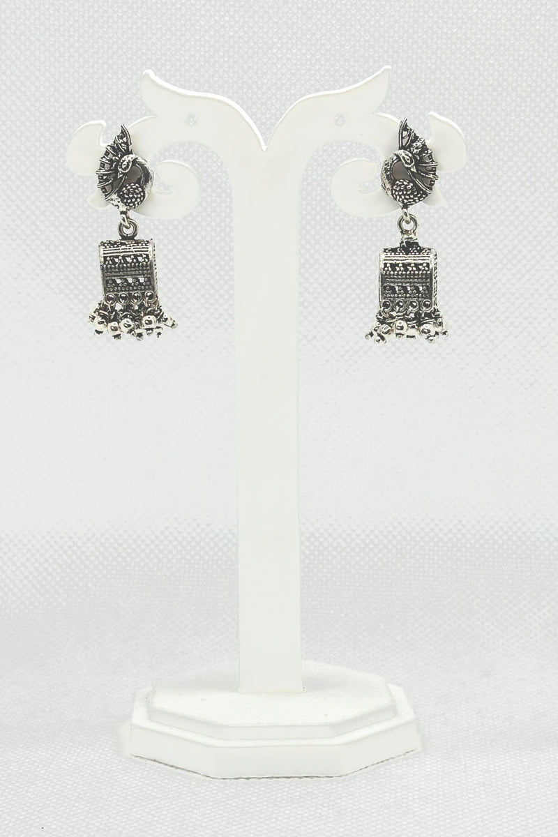 Sterling Silver Peacock Jhumka Earrings