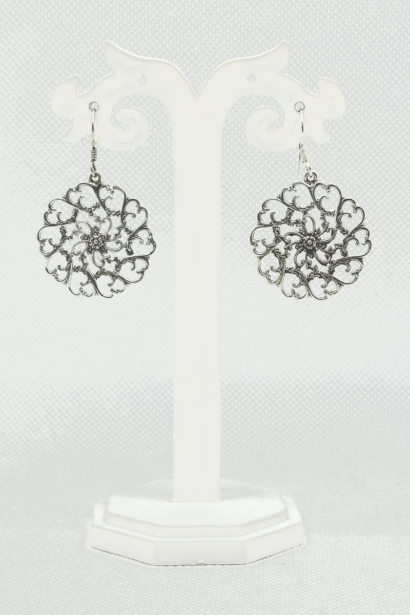 Sterling Silver Swirly Floral Dangler