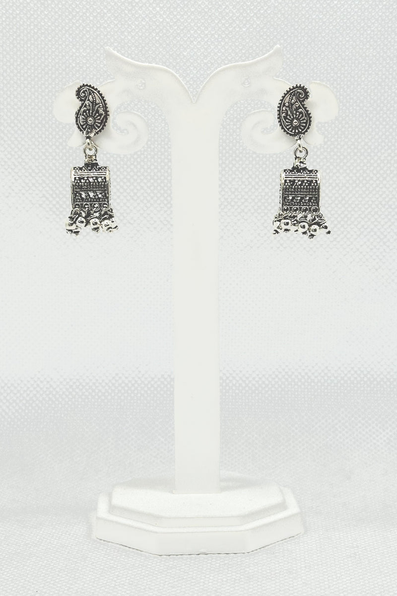 Sterling Silver Paisley Jhumka Earrings