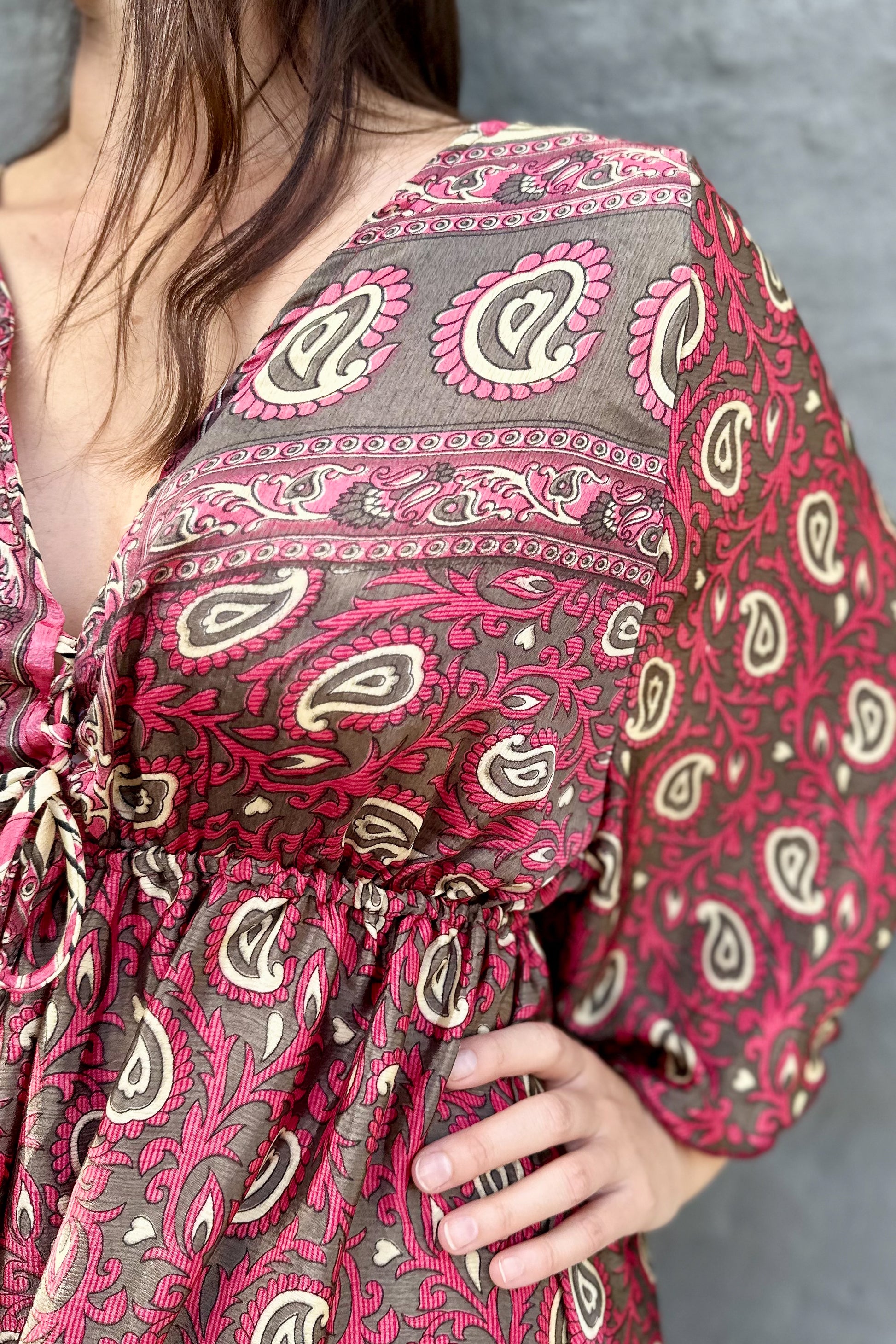 Aurora Dress In Salmon Paisley