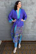 Upcycled Silk Sari Kimono In Purple Opulence