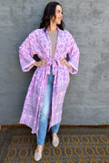 Upcycled Silk Sari Kimono In Vintage Lilac