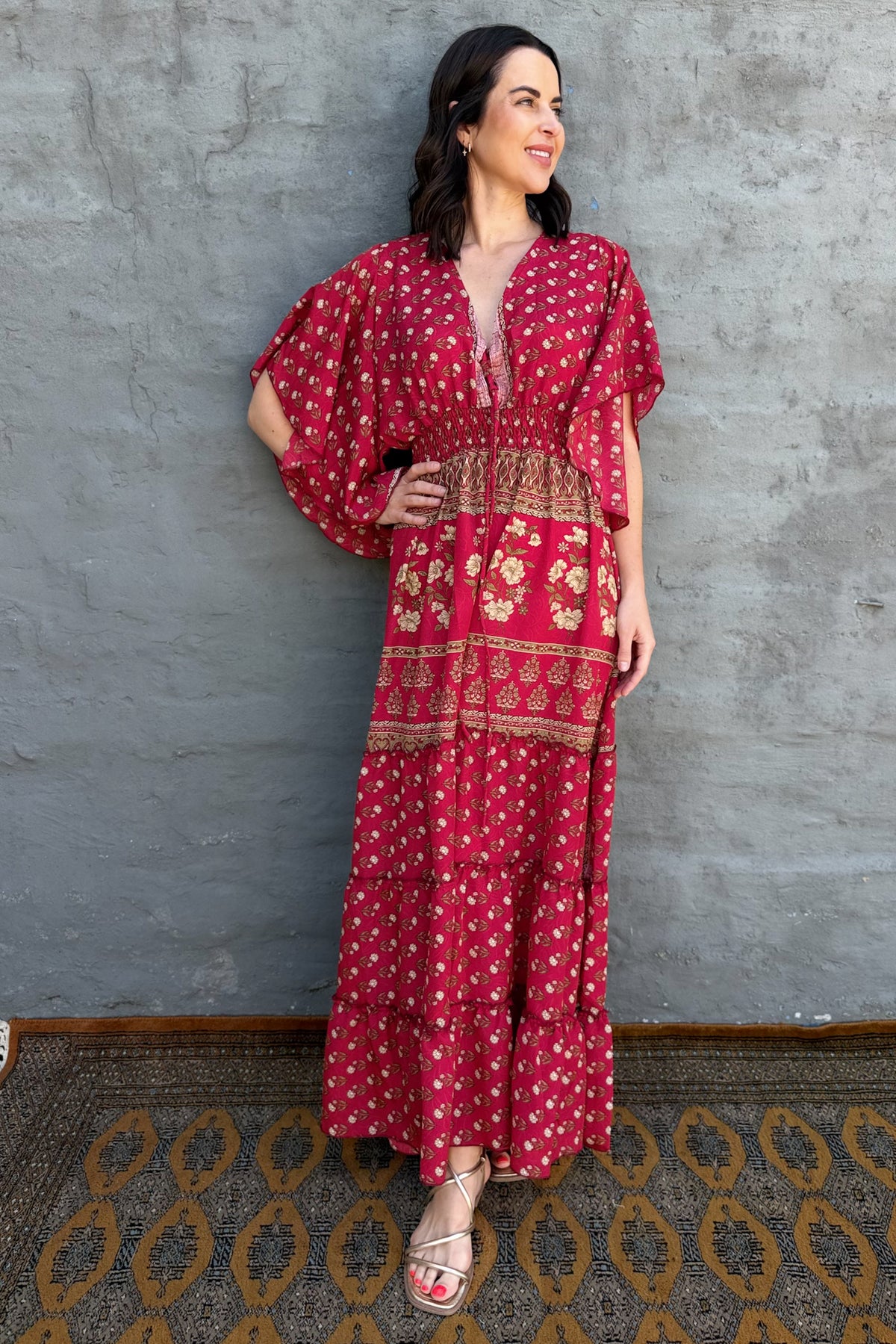 Aurora Dress In Scarlet Gold