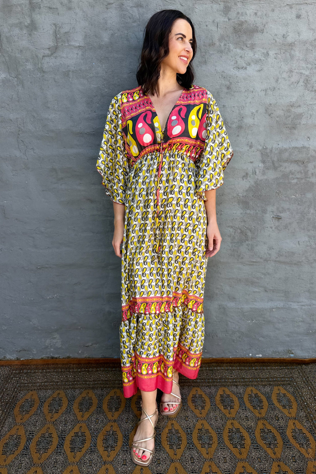 Aurora Dress In Lemon Paisley