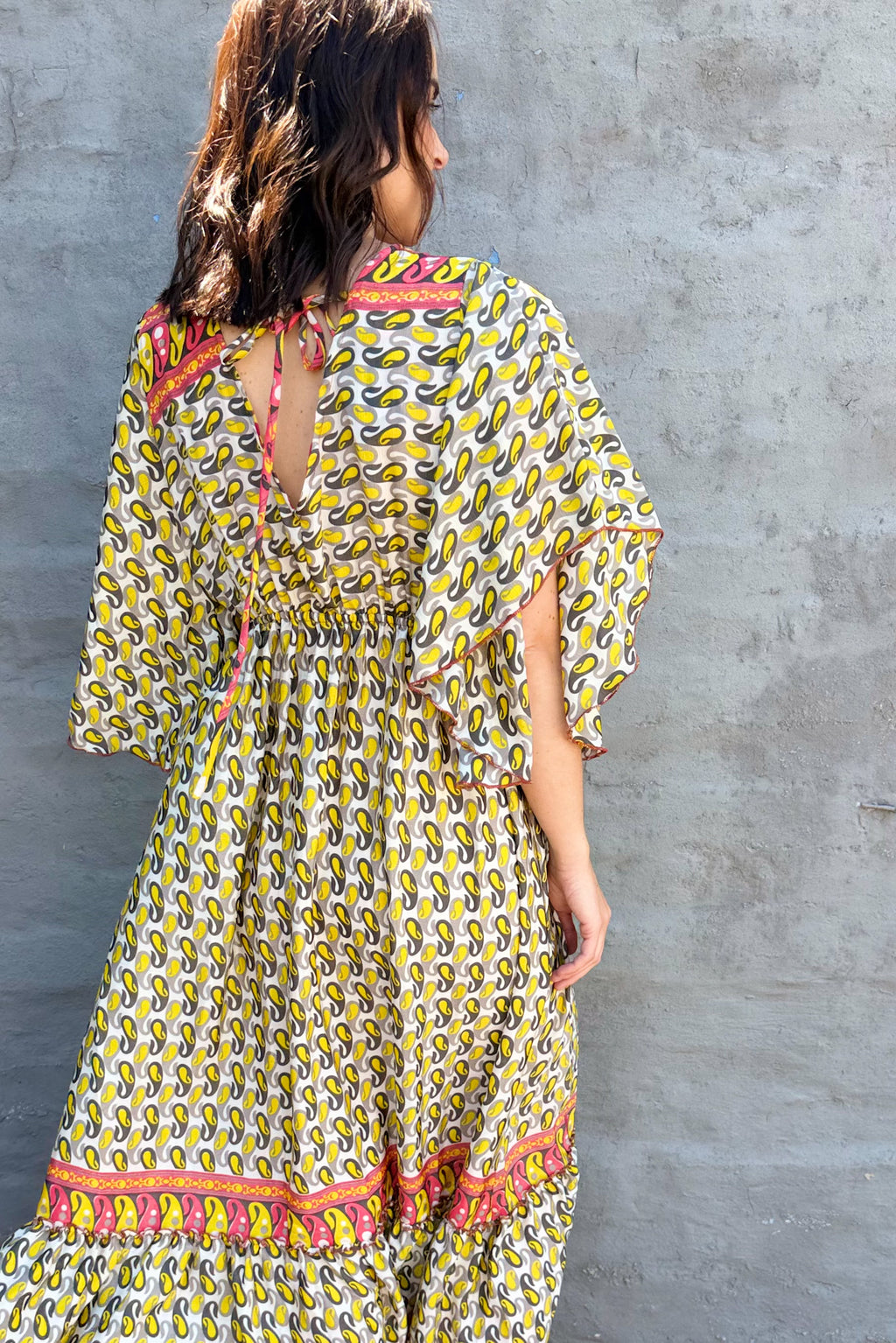 Aurora Dress In Lemon Paisley