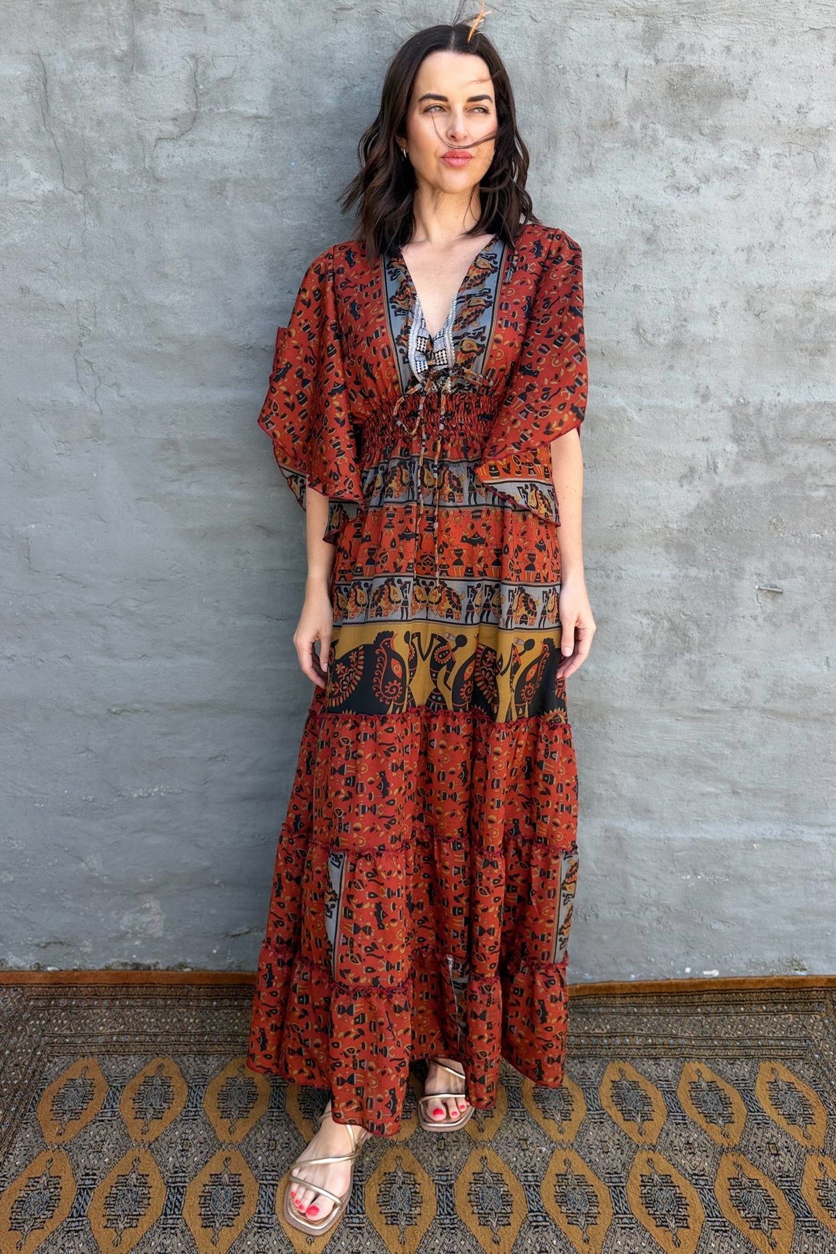 Aurora Dress In Burnt Brick