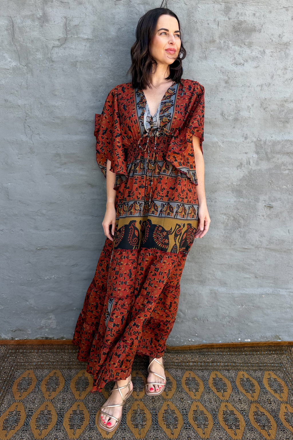 Aurora Dress In Burnt Brick