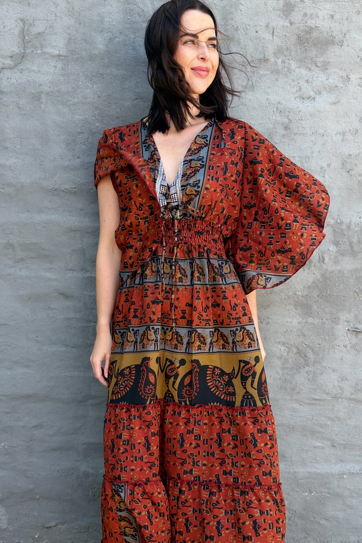 Aurora Dress In Burnt Brick