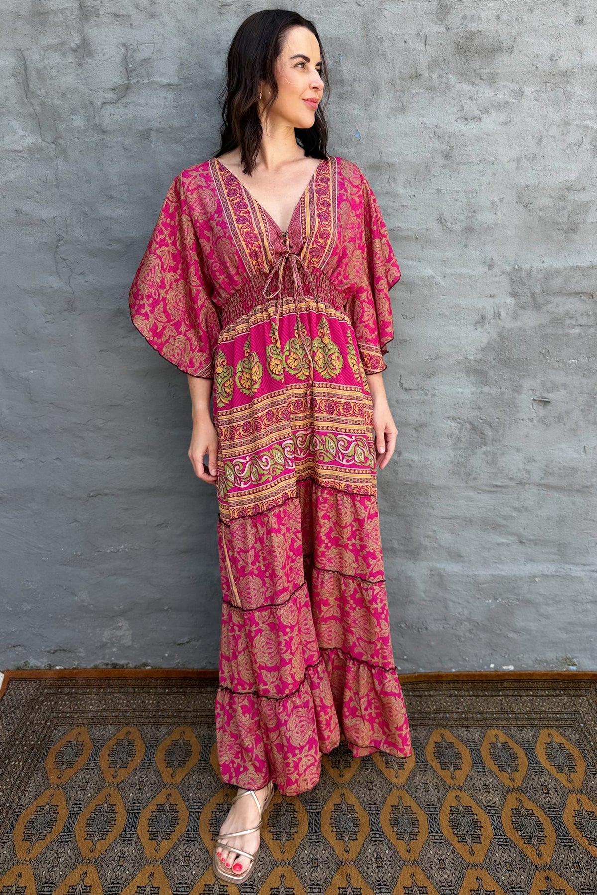 Aurora Dress In Carmine Rose