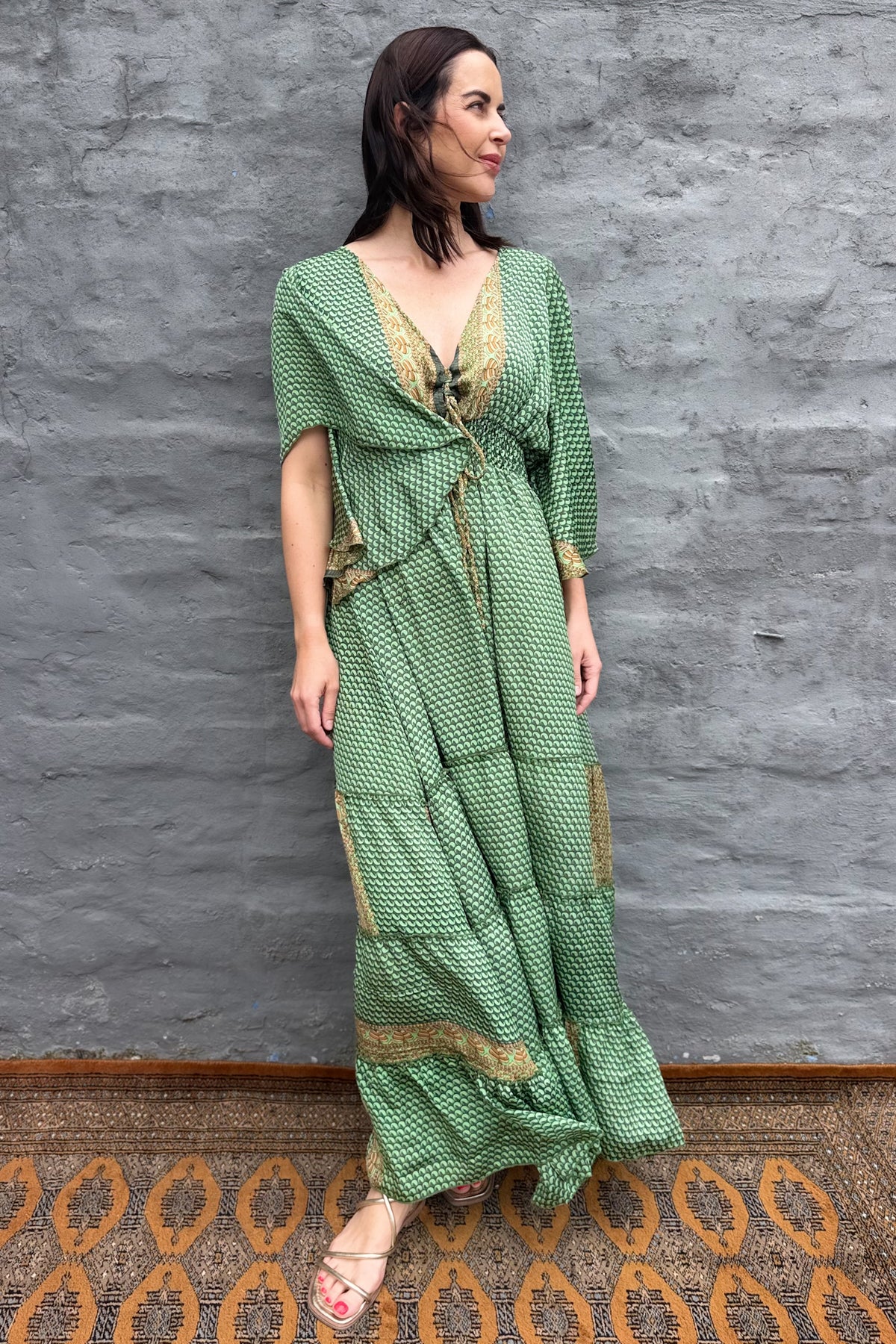 Aurora Dress In Pistachio Paisley