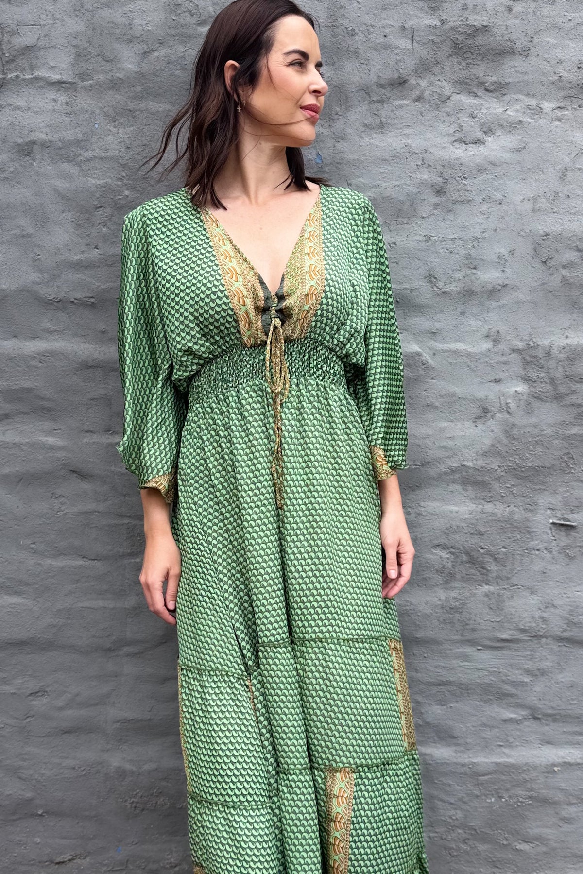 Aurora Dress In Pistachio Paisley