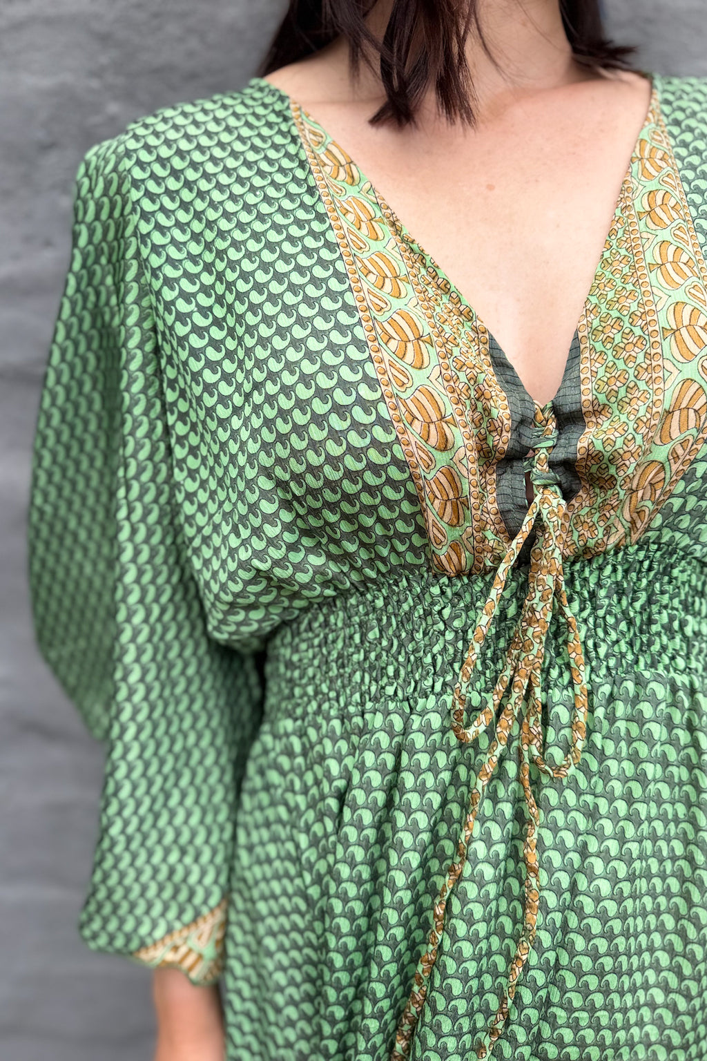 Aurora Dress In Pistachio Paisley