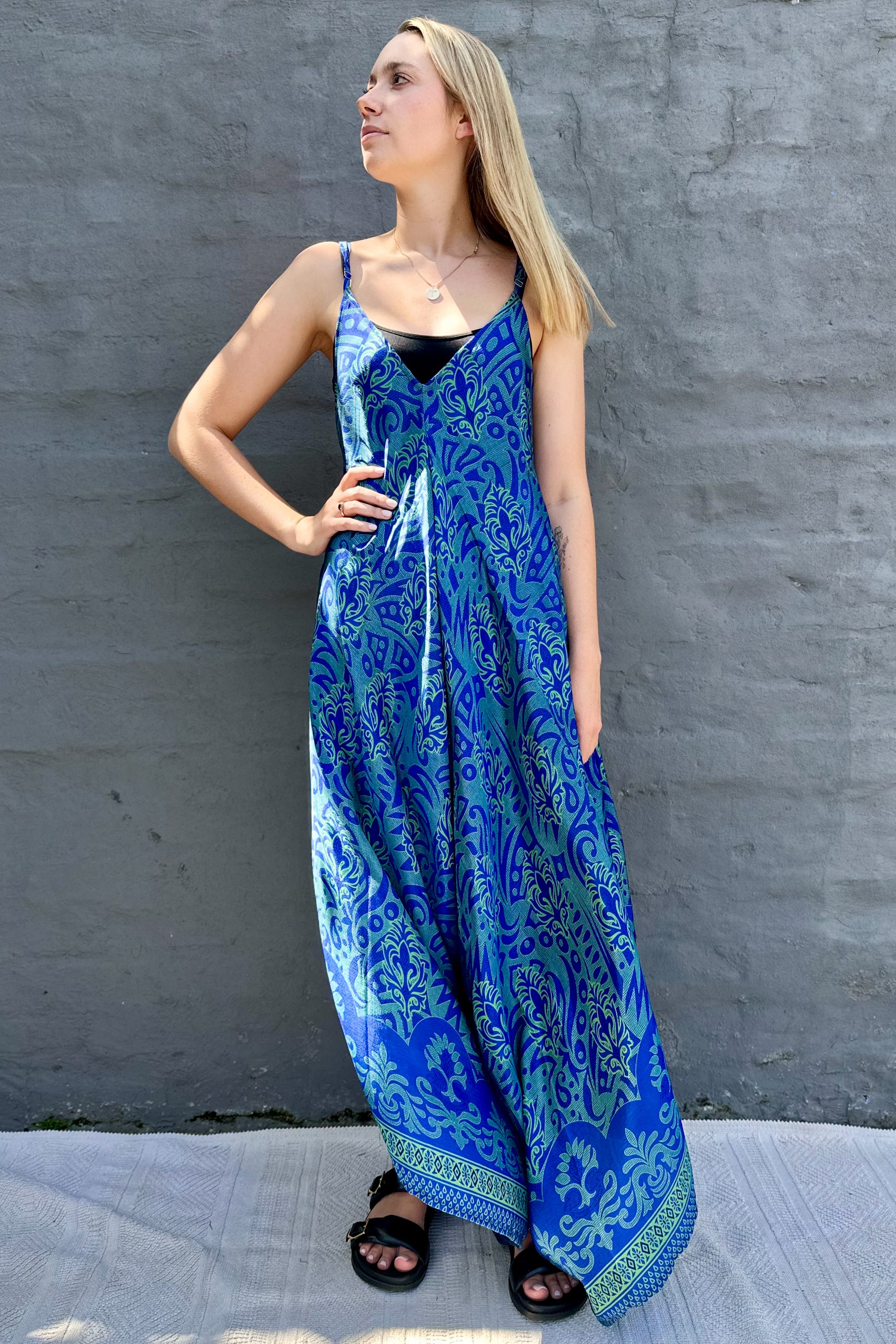 Jiya Jumpsuit In Sapphire Damask