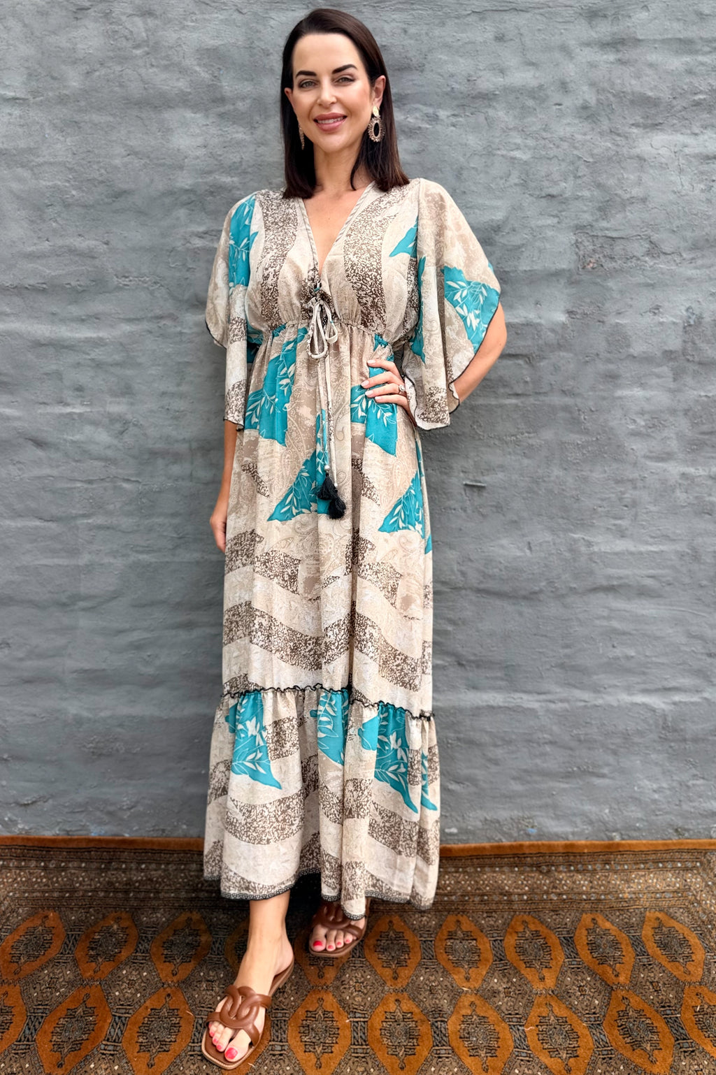 Aurora Dress In Turquoise Sand