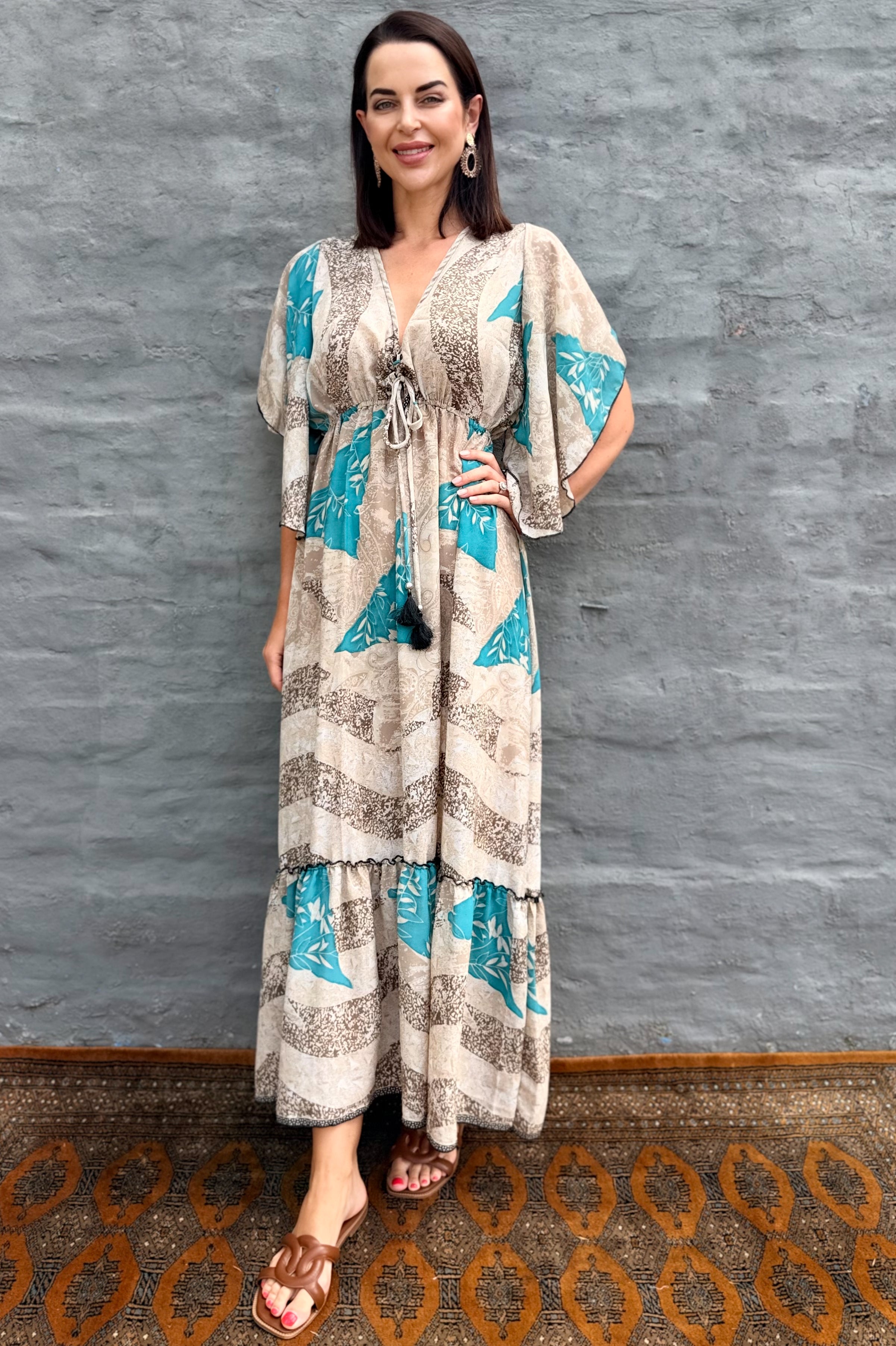 Aurora Dress In Turquoise Sand