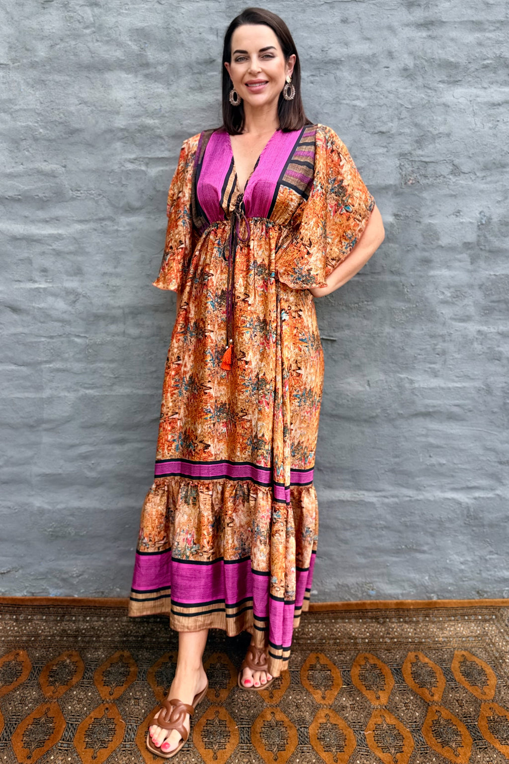 Aurora Dress In Abstract Gold