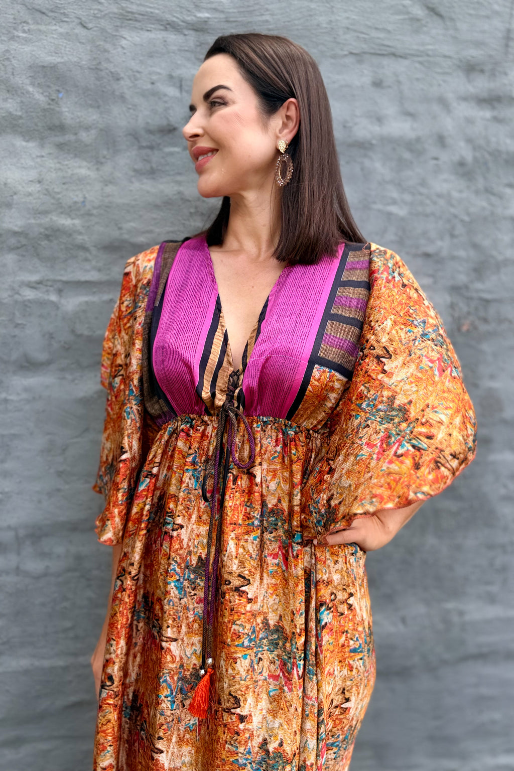 Aurora Dress In Abstract Gold