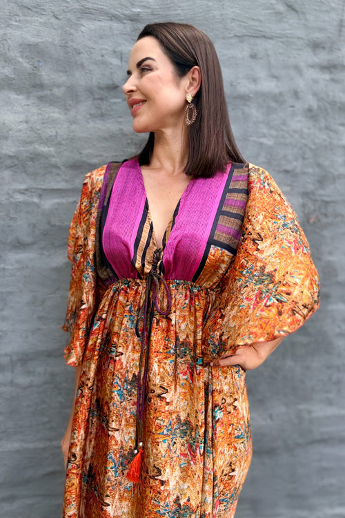 Aurora Dress In Abstract Gold