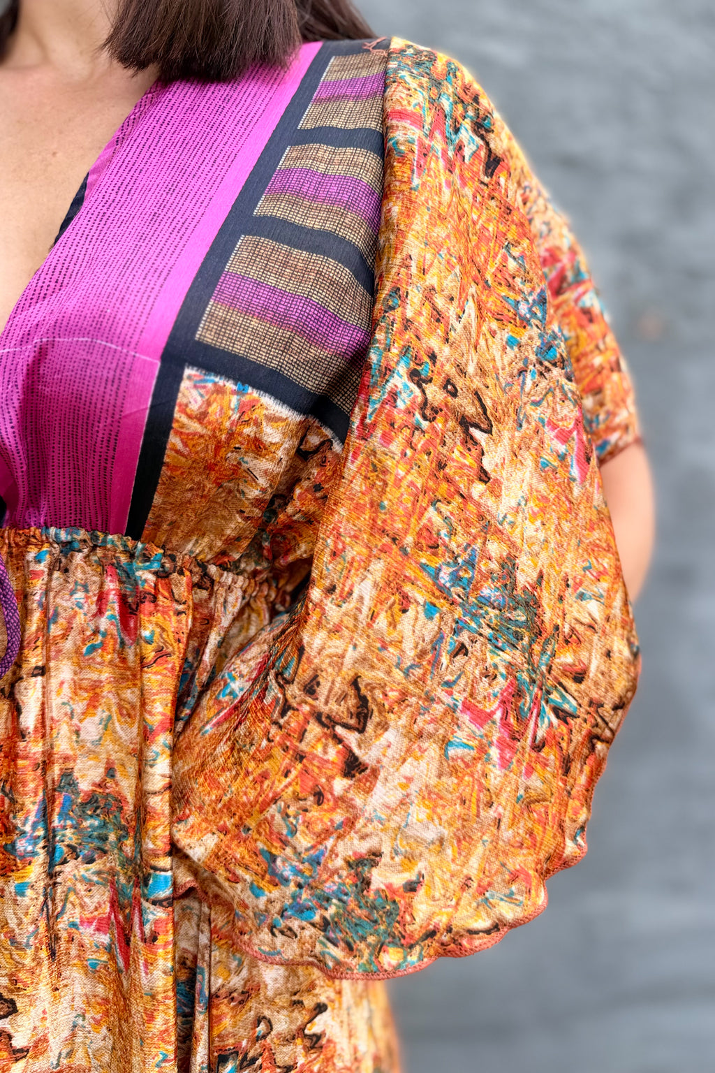 Aurora Dress In Abstract Gold