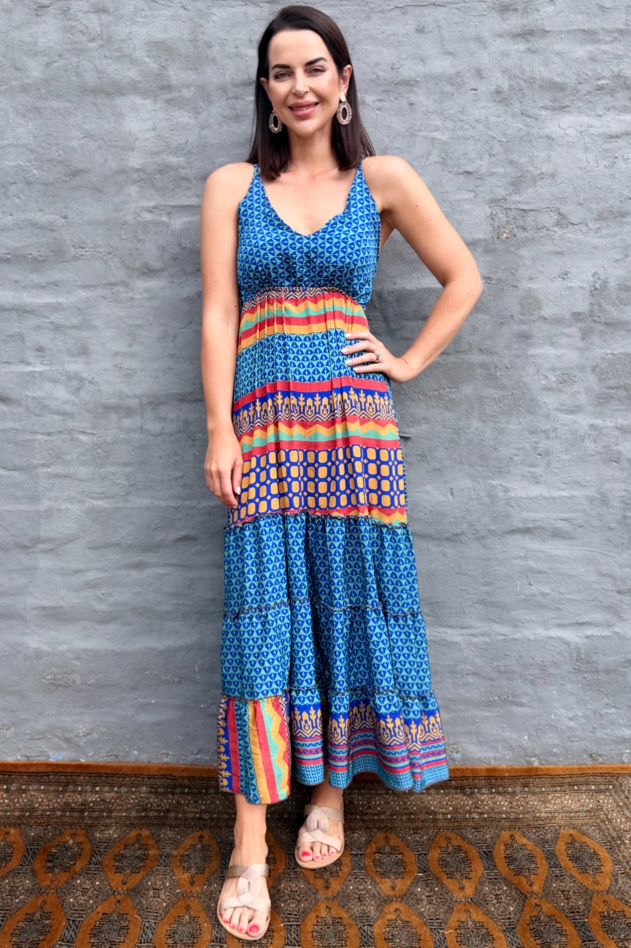 Yara Dress In Abstract Blue