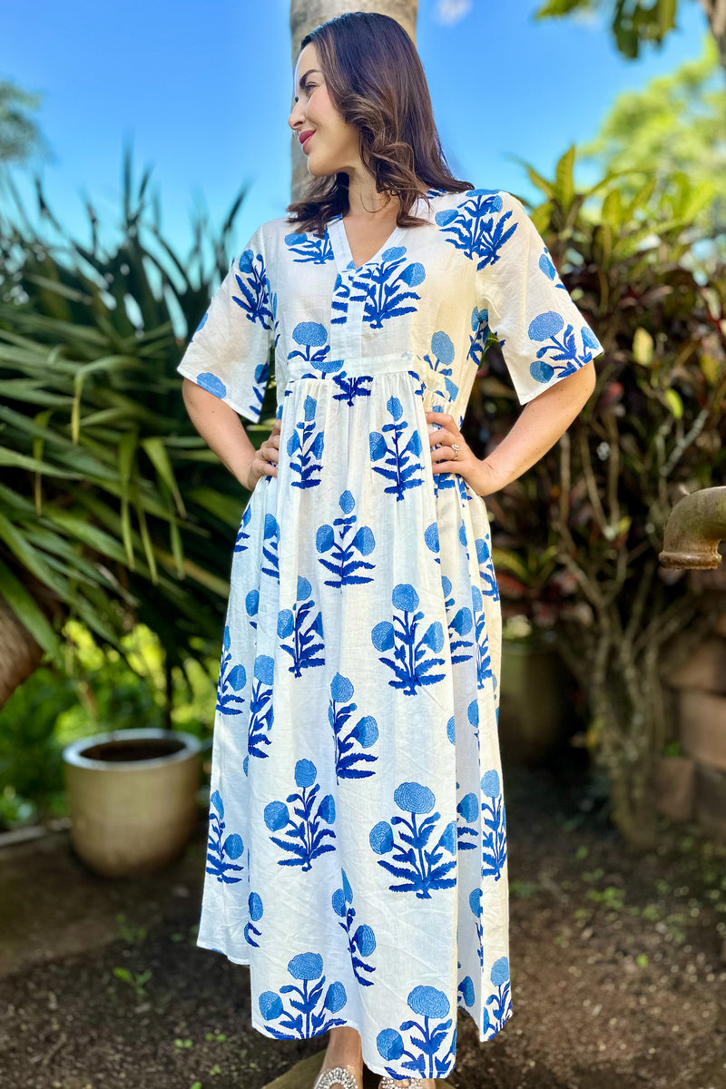 Tulsi Dress In Blue Dahlia