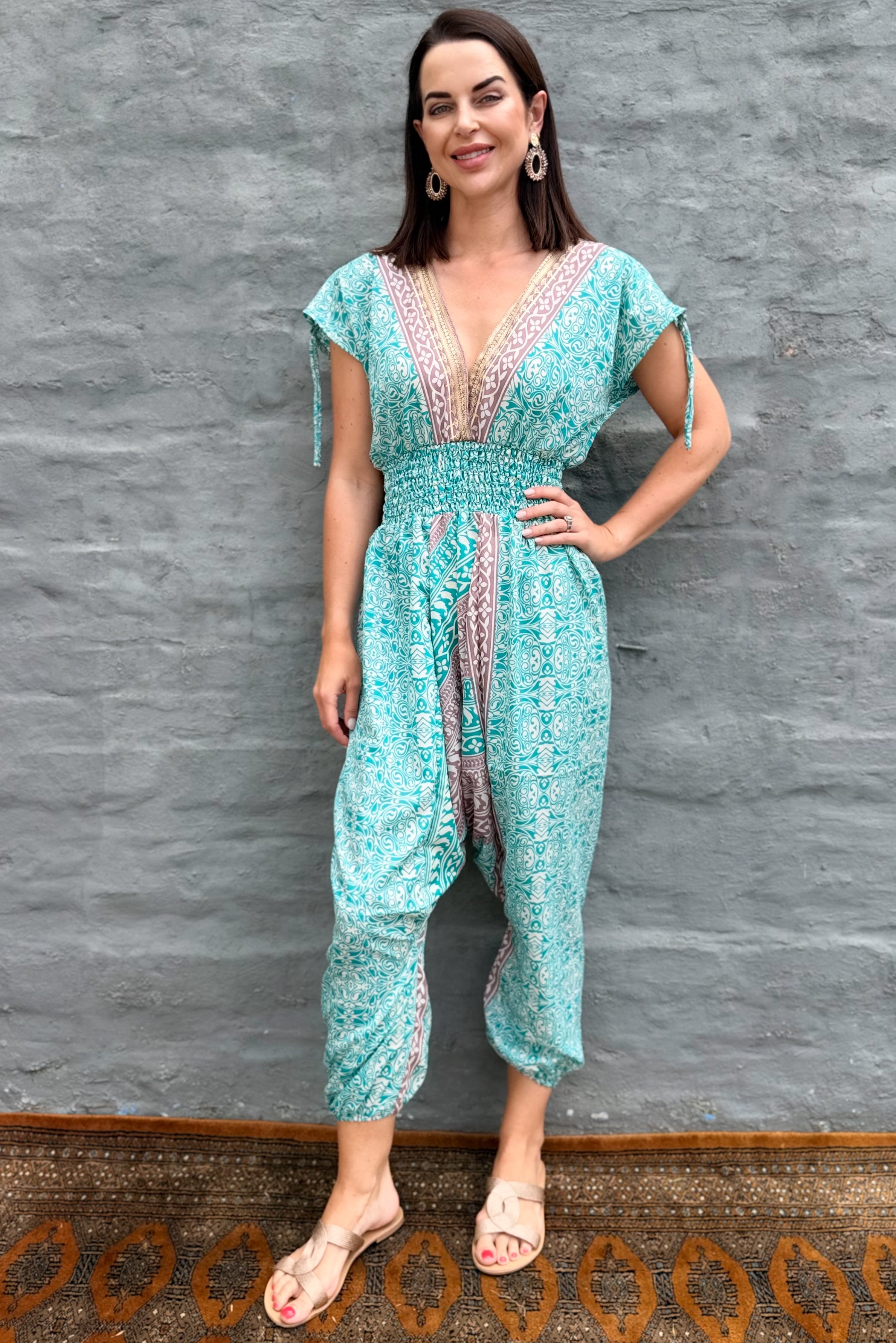 Jemma Jumpsuit In Turquoise Dream