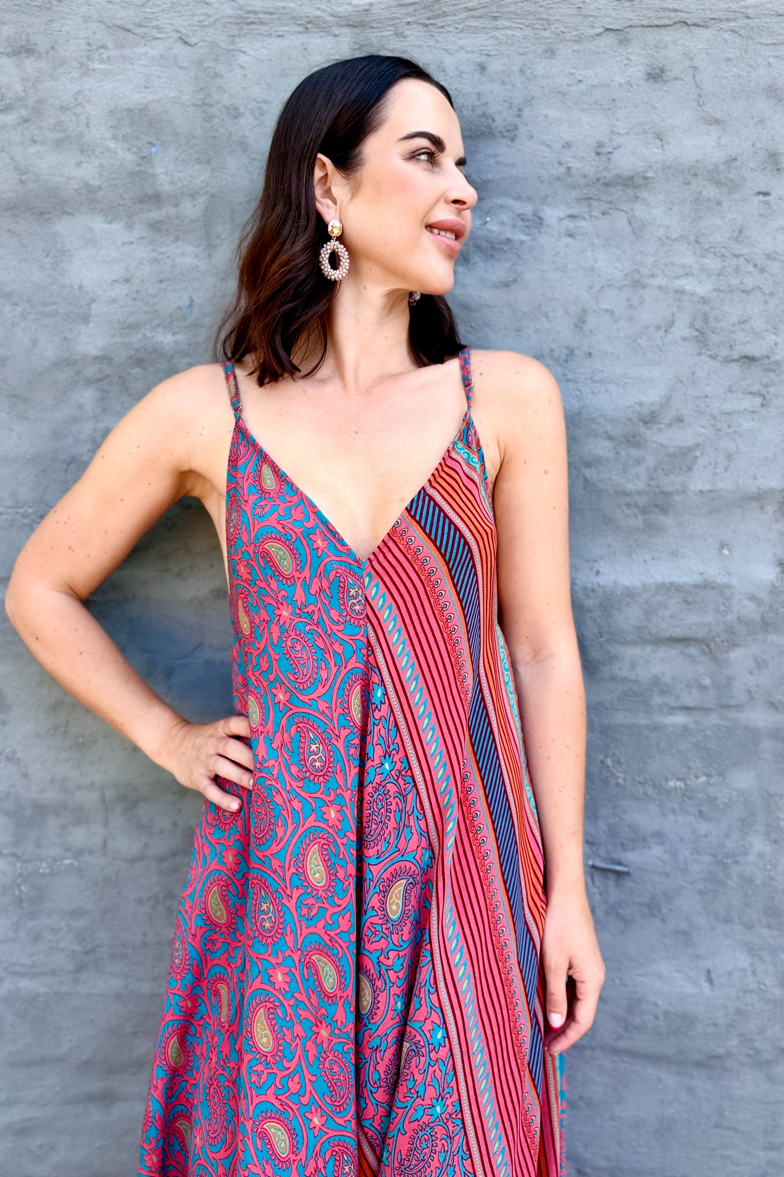 Jiya Jumpsuit In Salmon Paisley