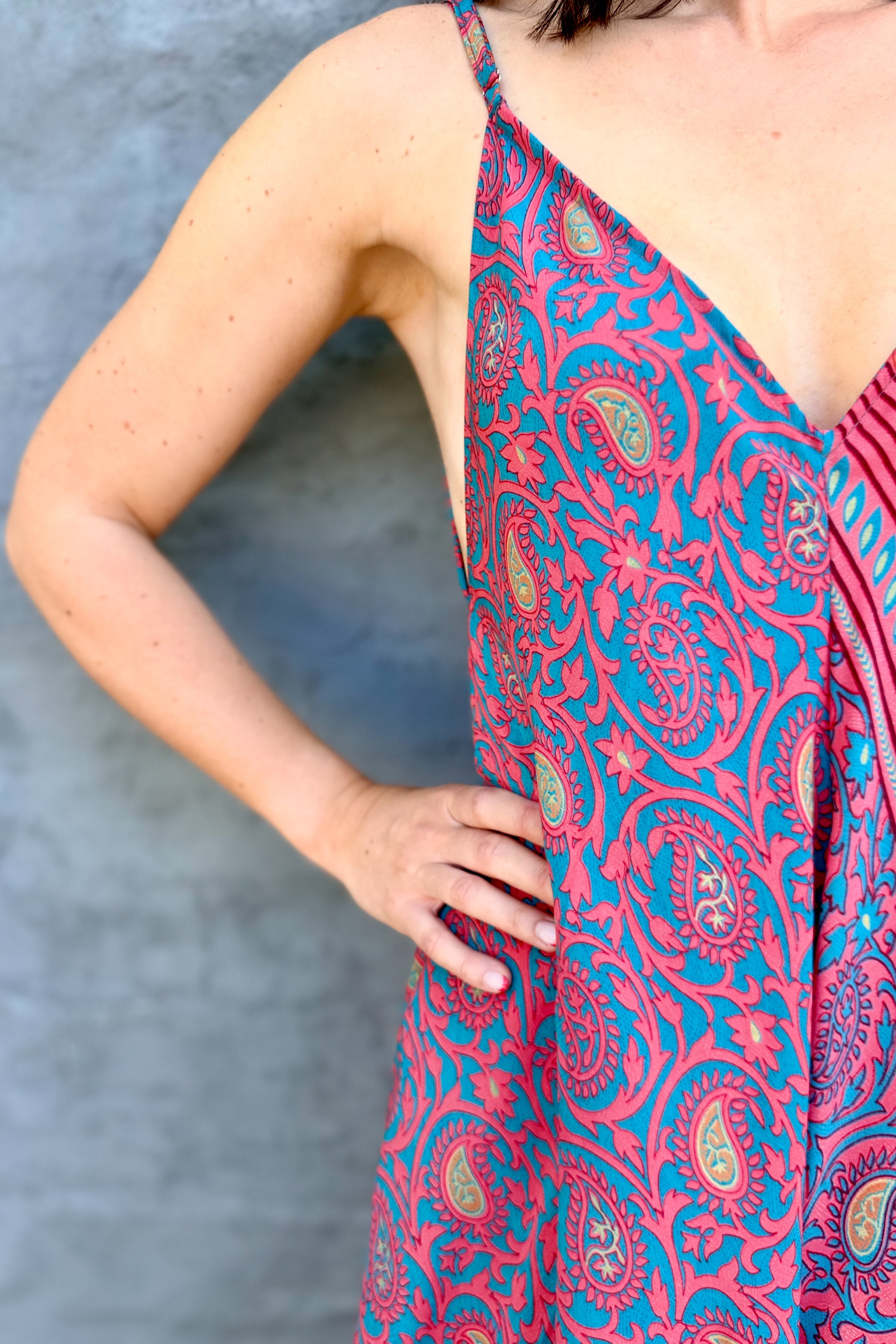 Jiya Jumpsuit In Salmon Paisley