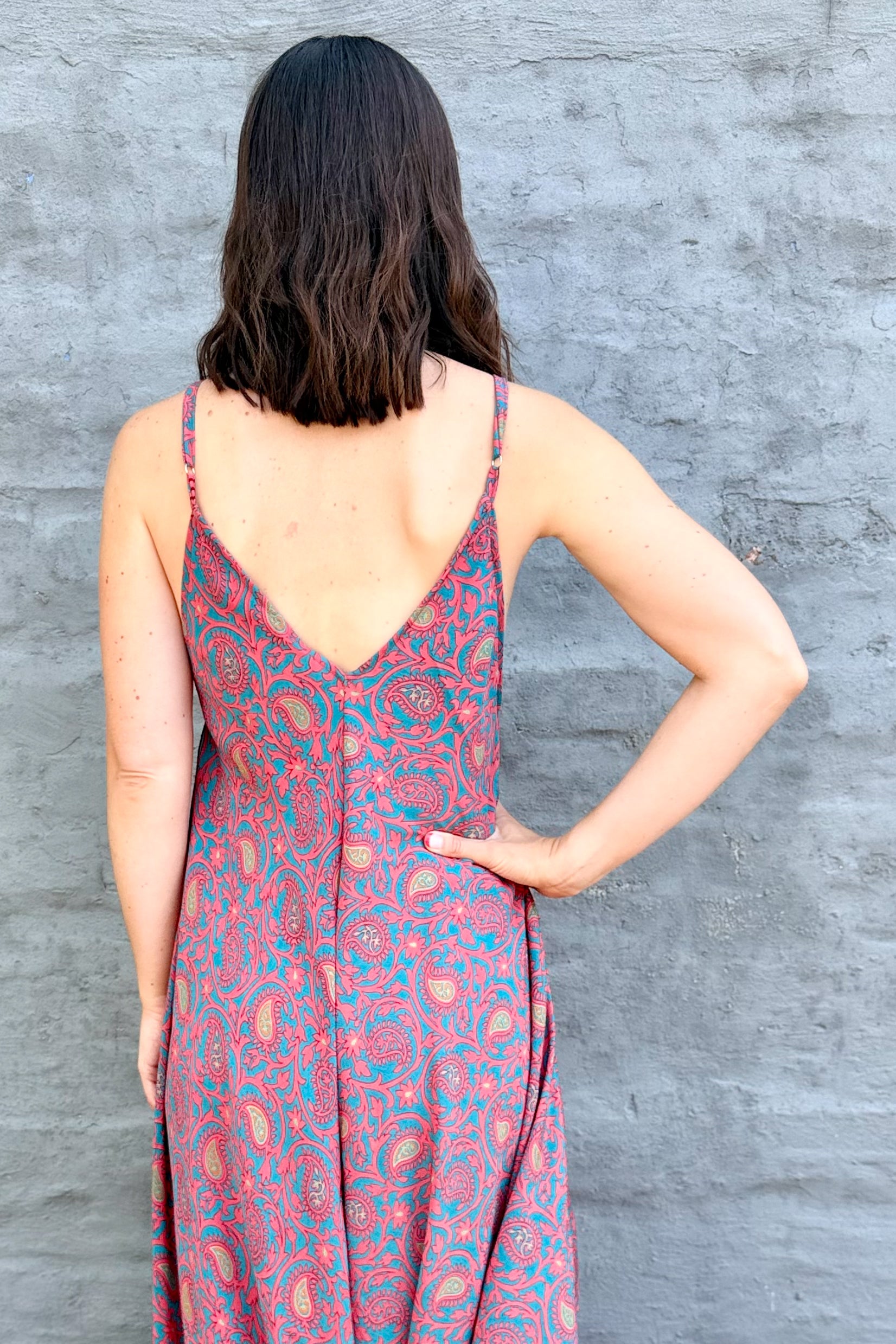 Jiya Jumpsuit In Salmon Paisley